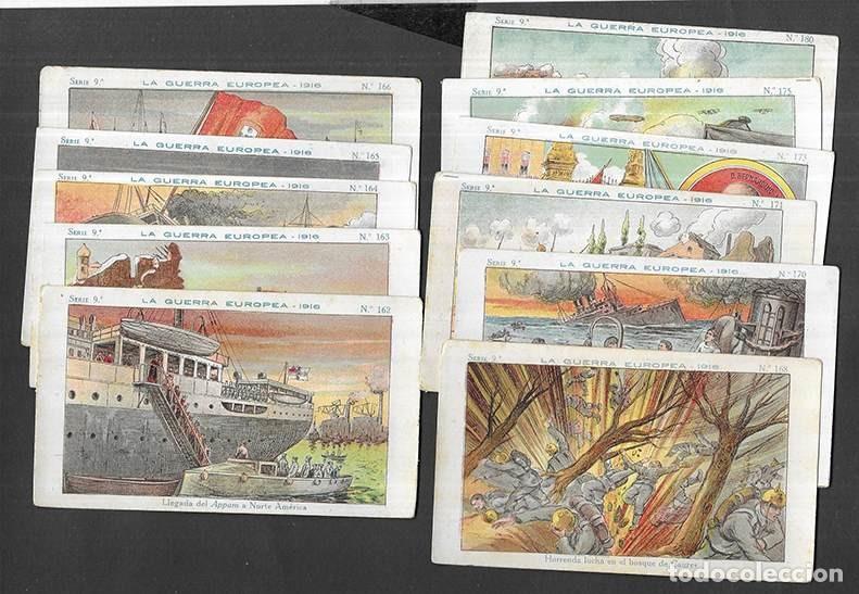 Coleccionismo cromos antiguos: Cromo; La Guerra Europea.-1916 Amatller Serie 9&ordm; Diversos n&ordm;s. 11ejemplares 1920