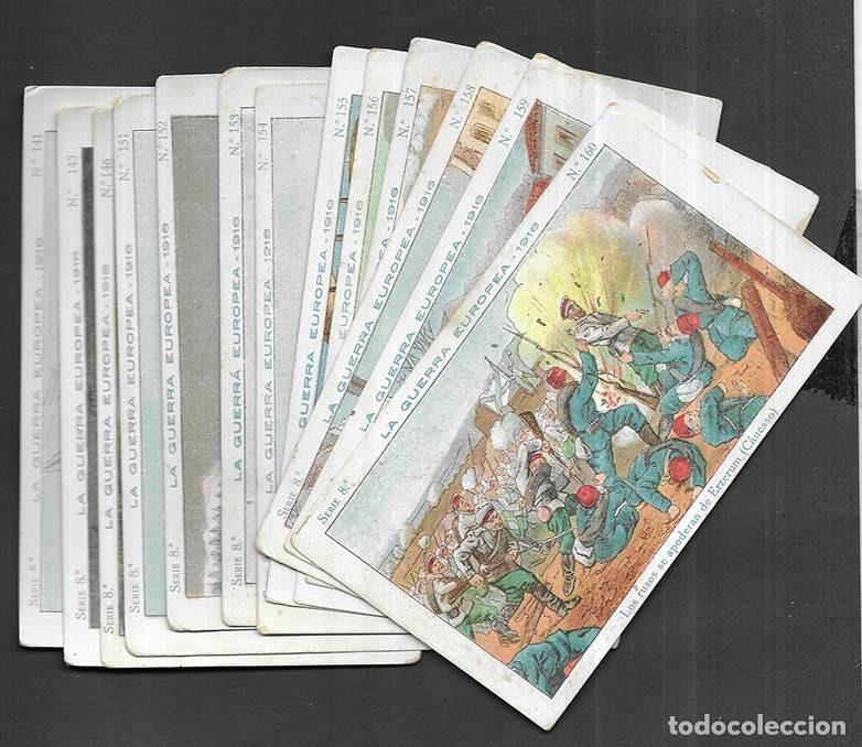 Coleccionismo cromos antiguos: Cromo; La Guerra Europea.-1916 Amatller Serie 8&ordm; Diversos n&ordm;s. 13 ejemplares 1920