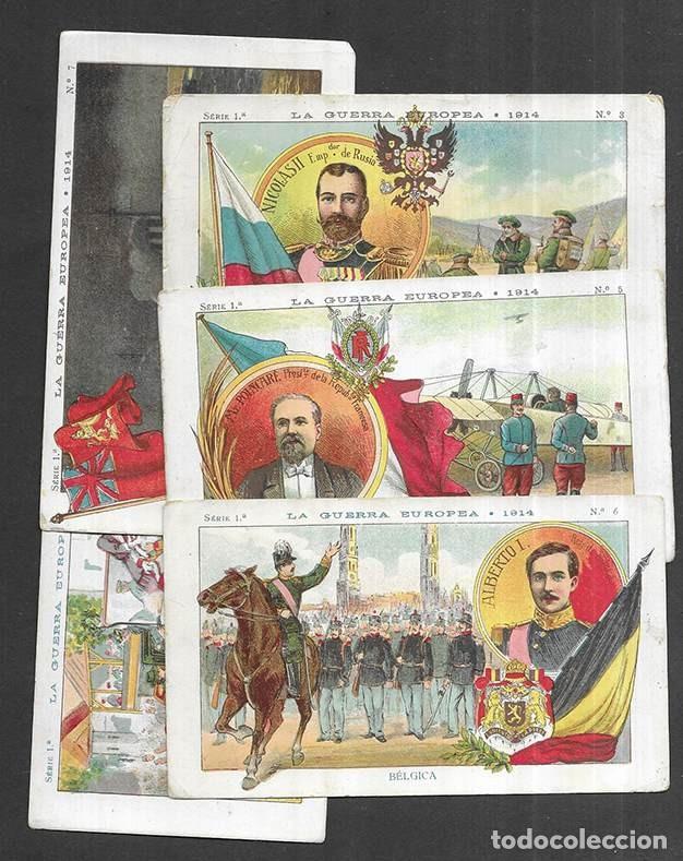 Coleccionismo cromos antiguos: Cromo; La Guerra Europea.-1914 Amatller Serie 1&ordm; Diversos n&ordm;s. 5 ejemplares 1920