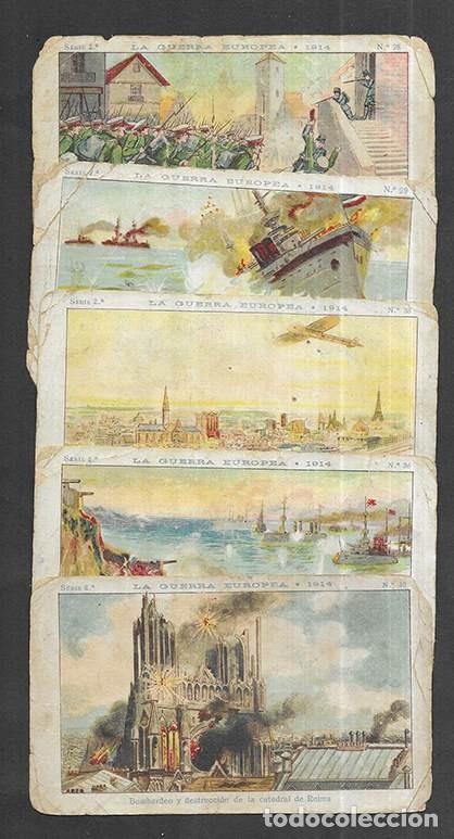 Coleccionismo cromos antiguos: Cromo; La Guerra Europea.-1914 Amatller Serie 2&ordm; Diversos n&ordm;s. 5 ejemplares 1920