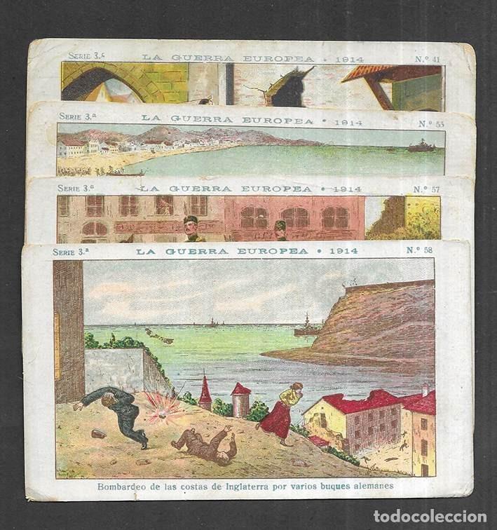 Coleccionismo cromos antiguos: Cromo; La Guerra Europea.-1914 Amatller Serie 3&ordm; Diversos n&ordm;s. 4 ejemplares 1920