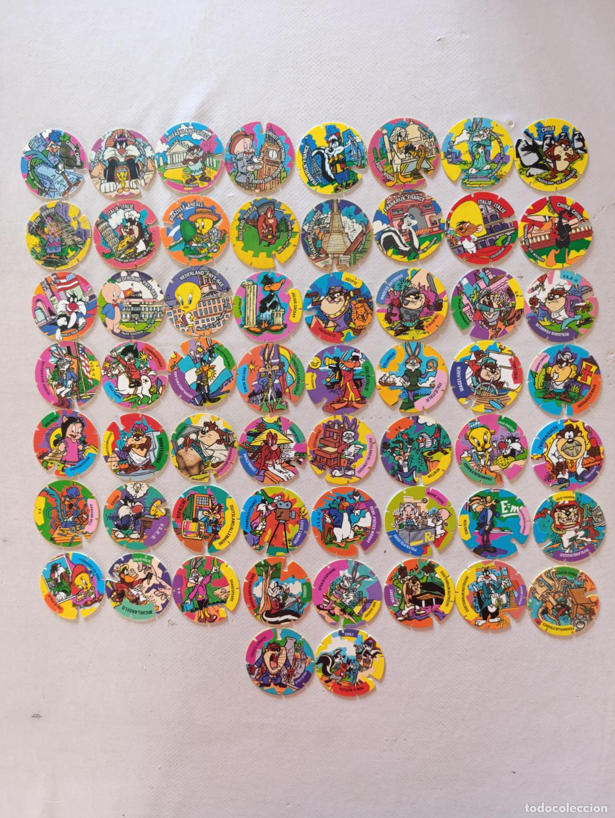 Coleccionismo cromos antiguos: LOTE 58 TAZOS WORLD FLIPPO - SERIE CASI COMPLETA - 58 DE 60 - SMITHS - 1996 - WARNER BROS (334B#w)