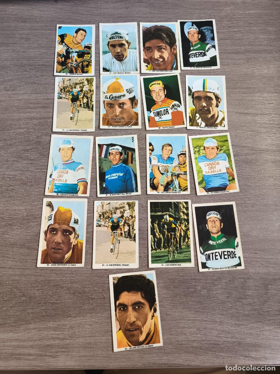 Coleccionismo cromos antiguos: Lote 17 cromos ciclistas a&ntilde;os 70, sin pegar