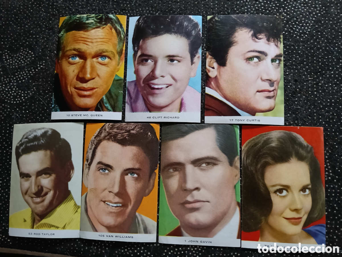 Coleccionismo cromos antiguos: Lote de 7 cromos de artistas de cine, buen estado sin pegar, Steve MC. Queen, Clif Richard, Toni Cur