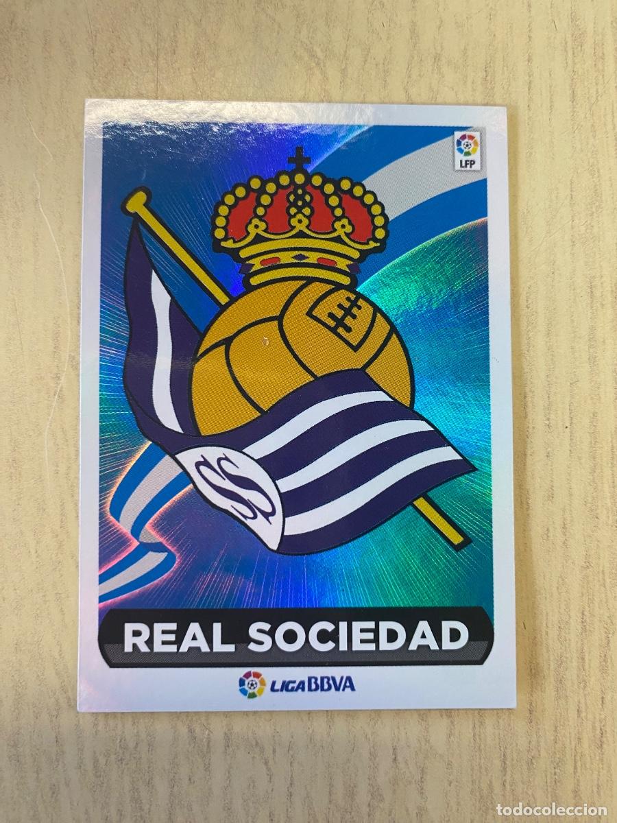 Coleccionismo cromos antiguos: Cromos sin pegar liga BBVA 2014-15 Escudos R.Sociedad
