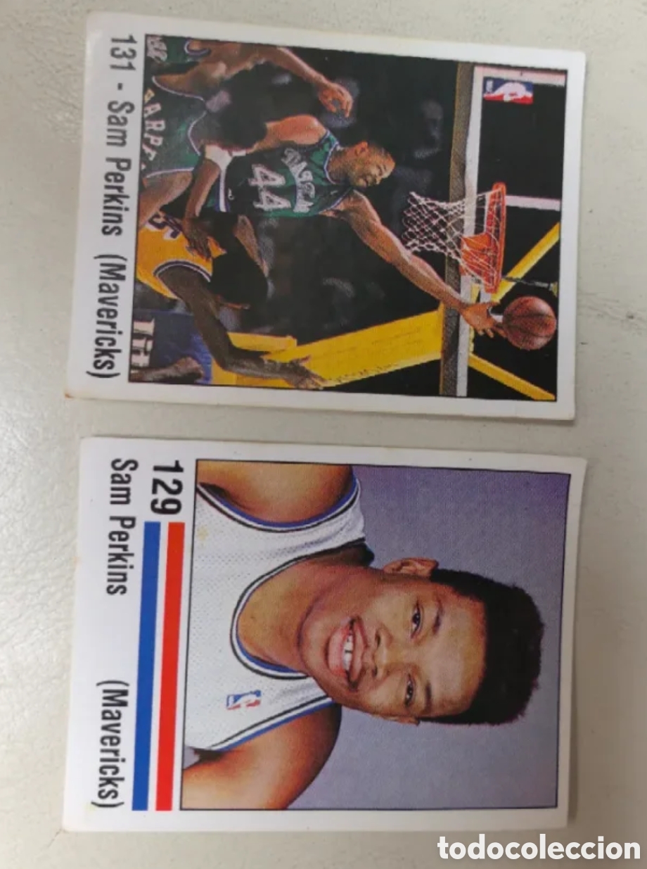 Coleccionismo cromos antiguos: Cromos Sam perkins 129 131 Panini basket nba 89