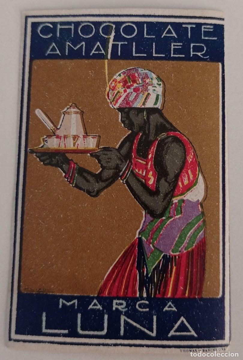 Coleccionismo cromos antiguos: ETIQUETA SIN PEGAR MARCA LUNA - CHOCOLATE AMATLLER - CIRCA 1910