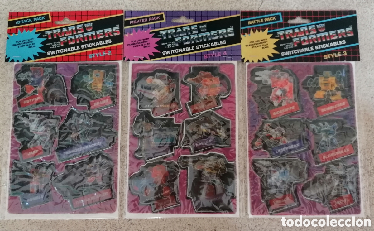 Coleccionismo cromos antiguos: 3x Sobres Pegatinas Lenticulares Transformers G1
