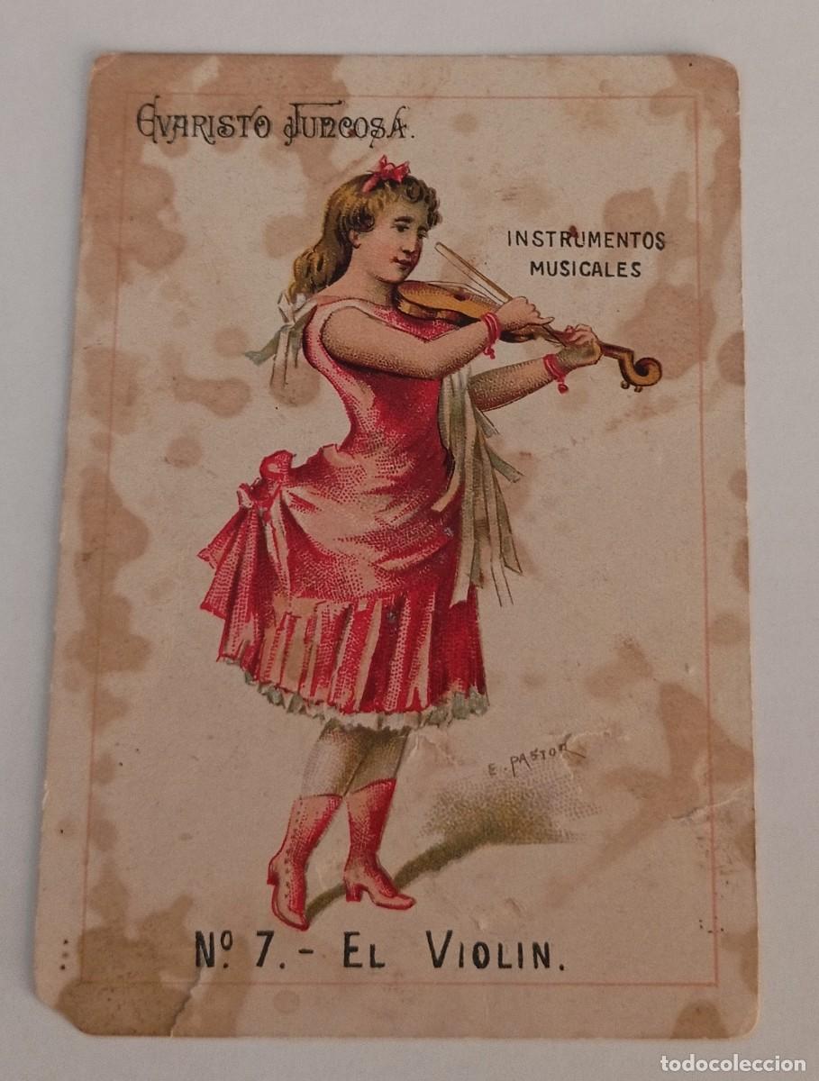 Coleccionismo cromos antiguos: CROMO PUBLICITARIO N&ordm;7 - EL VIOL&Iacute;N - CHOCOLATES EVARISTO JUNCOSA SIGLO XIX