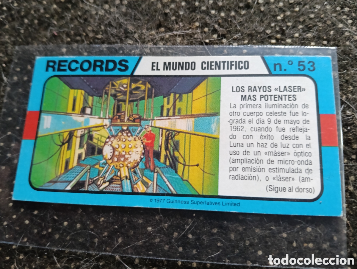Coleccionismo cromos antiguos: 53 LOS RAYOS LASER MAS POTENTES BIMBO RECORDS EL MUNDO CIENTIFICO