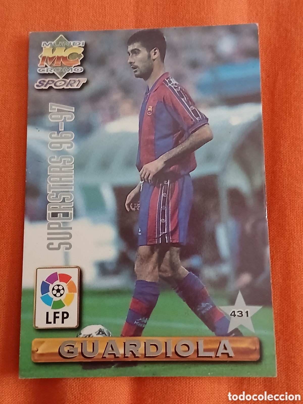 Coleccionismo cromos antiguos: Cromo Guardiola/De la Pe&ntilde;a Las Fichas de la Liga Mundicromo Sport (Temp. 1996-97) N&deg;431 (Barcelona)