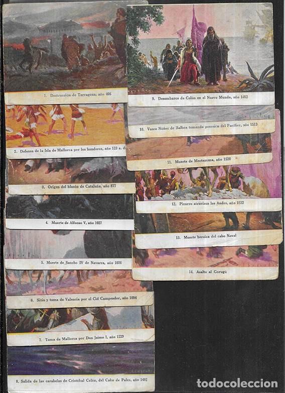 Coleccionismo cromos antiguos: Cromo; Historia de Espa&ntilde;a. Col. Completa 14n&ordm;s Jarabe Deschiens premio a