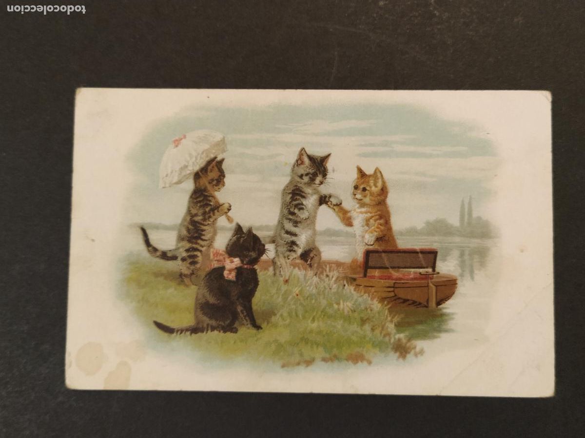Coleccionismo cromos antiguos: LOS GATOS EN BARCA - GALLETAS BIZCOCHOS VI&Ntilde;AS Y CIA - CROMO ANTIGUO (116.606)