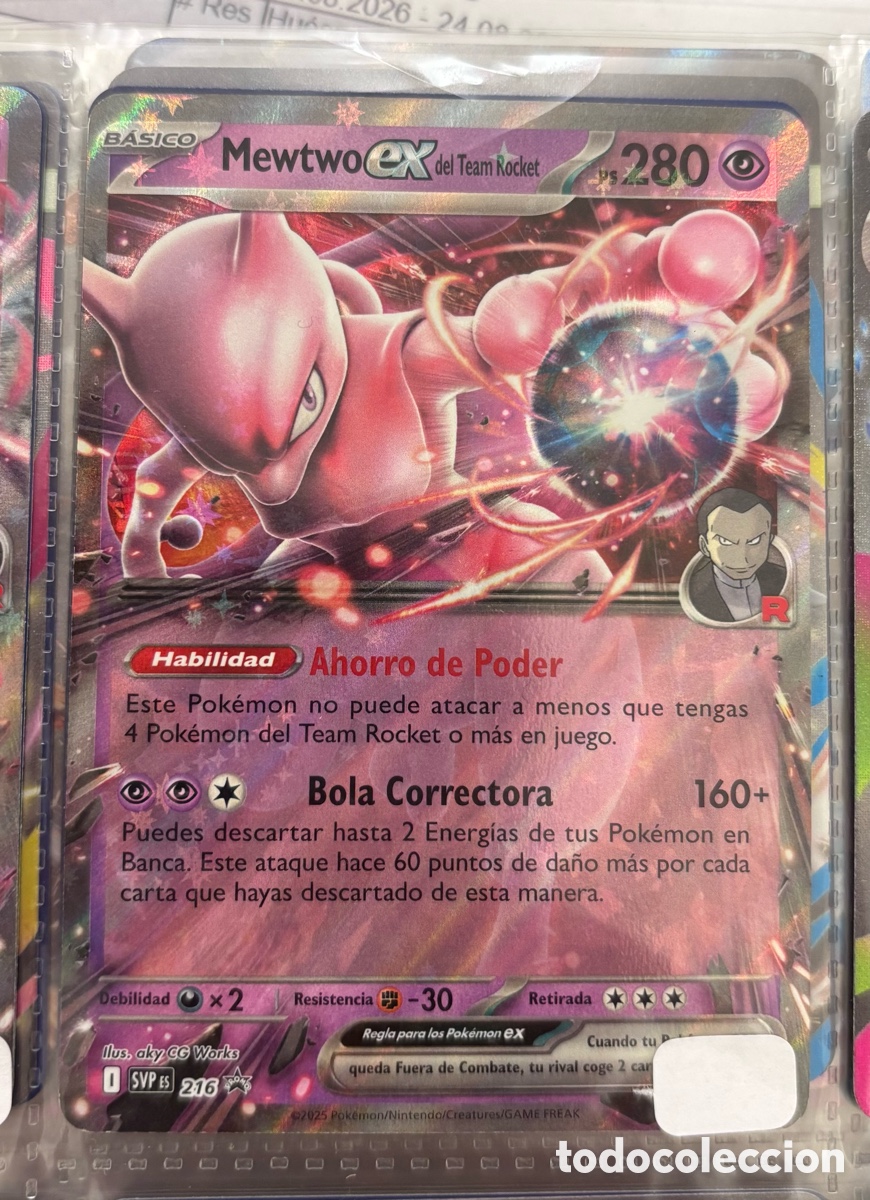 Coleccionismo cromos antiguos: Carta Pokemon TCG EX MEWTWO DEL TEAM ROCKET