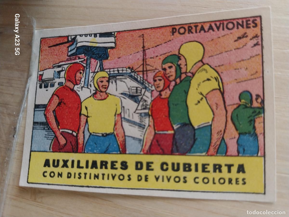 Coleccionismo cromos antiguos: PORTAAVIONES AUXILIARES DE CUBIERTA CROMO A&Ntilde;OS 50 ILUSTRACION 7X5CMS AVIACION ED CISNE +