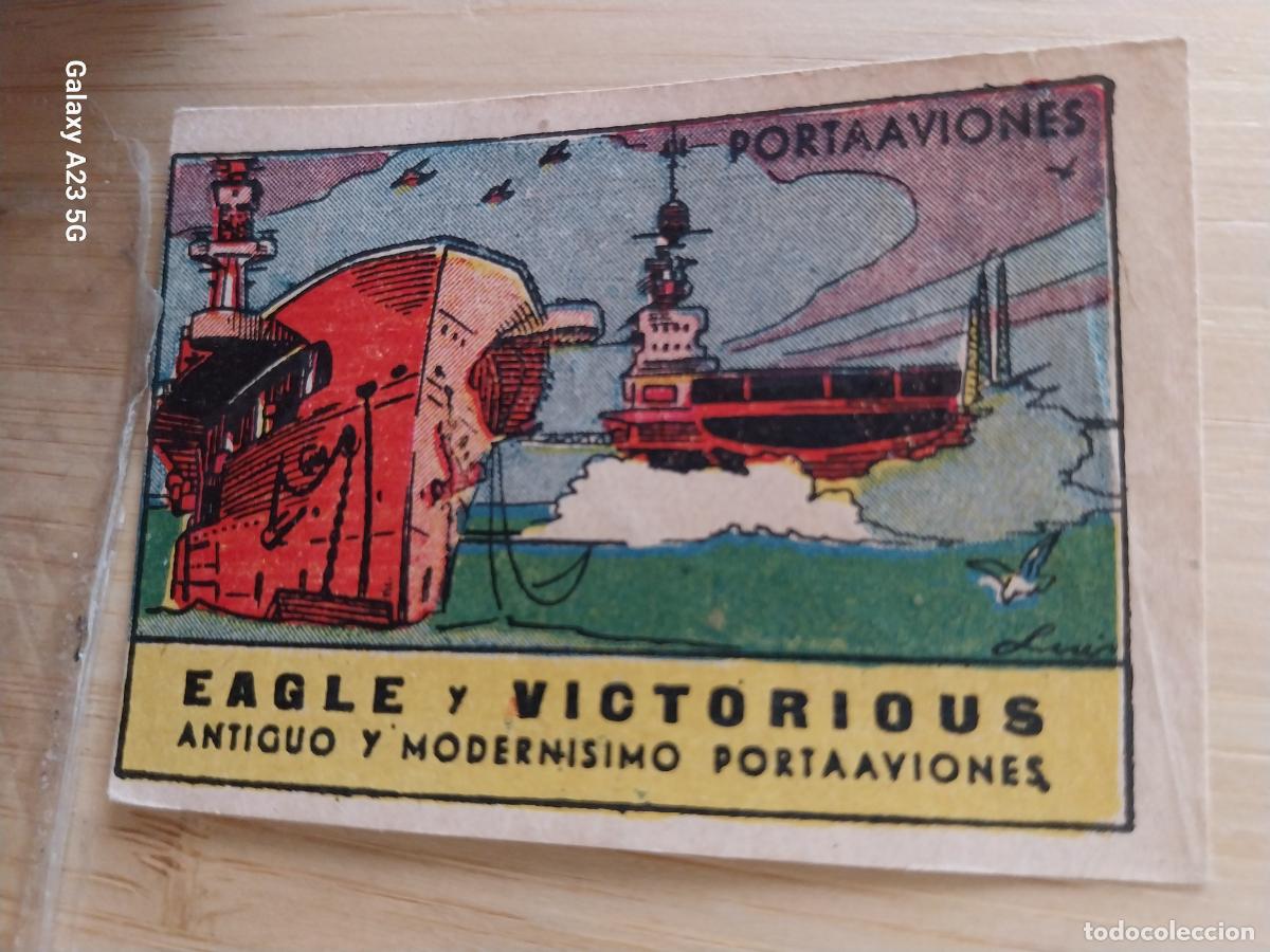 Coleccionismo cromos antiguos: PORTAAVIONES EAGLE Y VICTORIUS CROMO A&Ntilde;OS 50 ILUSTRACION 7X5CMS AVIACION ED CISNE +