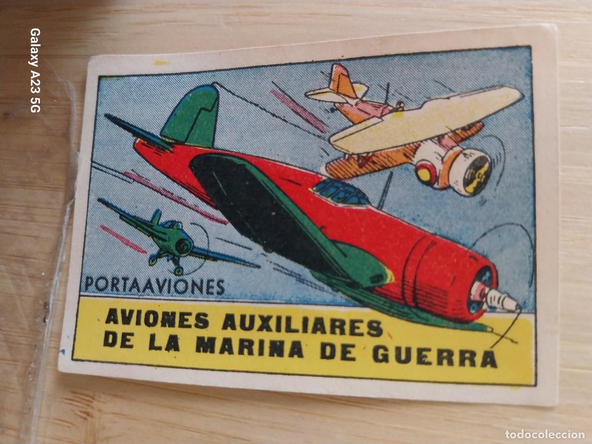 Coleccionismo cromos antiguos: PORTAAVIONES AVIONES AUXILIARES MARINA GUERRA CROMO A&Ntilde;OS 50 ILUSTRACION 7X5CMS AVIACION ED CISNE +