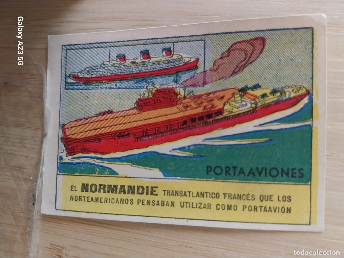 Coleccionismo cromos antiguos: PORTAAVIONES NORMANDIE CROMO A&Ntilde;OS 50 ILUSTRACION 7X5CMS AVIACION ED CISNE +