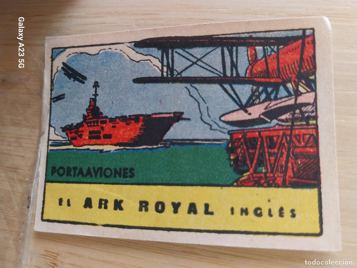 Coleccionismo cromos antiguos: PORTAAVIONES ARK ROYAL ENGLAND CROMO A&Ntilde;OS 50 ILUSTRACION 7X5CMS AVIACION ED CISNE +