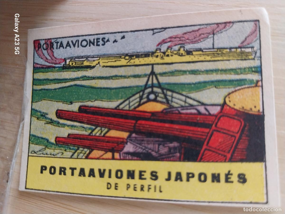 Coleccionismo cromos antiguos: PORTAAVIONES JAPONES CROMO A&Ntilde;OS 50 ILUSTRACION 7X5CMS AVIACION ED CISNE +