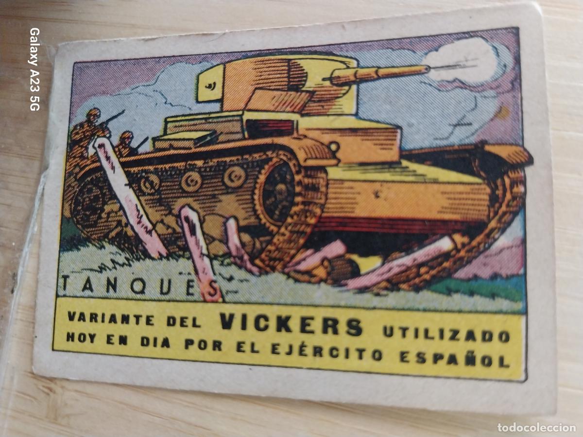 Coleccionismo cromos antiguos: TANQUES VICKERS ESPA&Ntilde;A VARIANTES CROMO A&Ntilde;OS 50 ILUSTRACION 7X5CMS