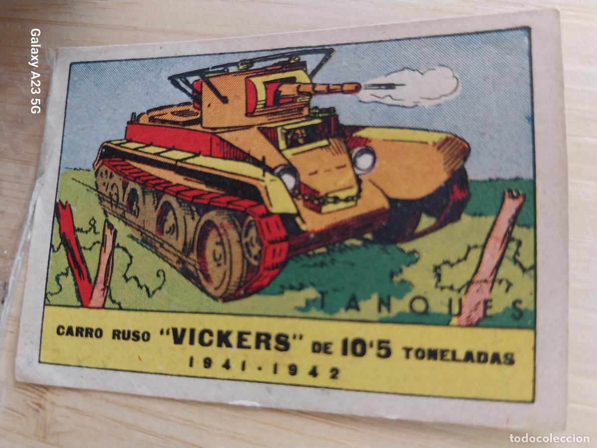 Coleccionismo cromos antiguos: TANQUE VICKERS RUSIA CROMO A&Ntilde;OS 40 ILUSTRACION 7X5CMS ORIGINAL ANTIGUO