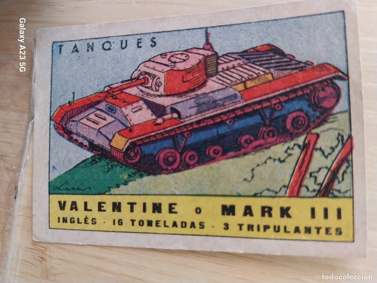 Coleccionismo cromos antiguos: TANQUE VALENTINE MARK III ENGLAND FUERZAS MECANIZADAS CROMO A&Ntilde;OS 40 ILUSTRACION 7X5CMS ORIGINAL