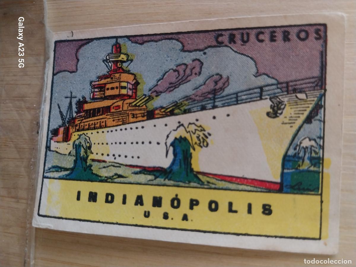 Coleccionismo cromos antiguos: CRUCERO INDIANAPOLIS USA CROMO A&Ntilde;OS 40 ILUSTRACION 7X5CMS ORIGINAL
