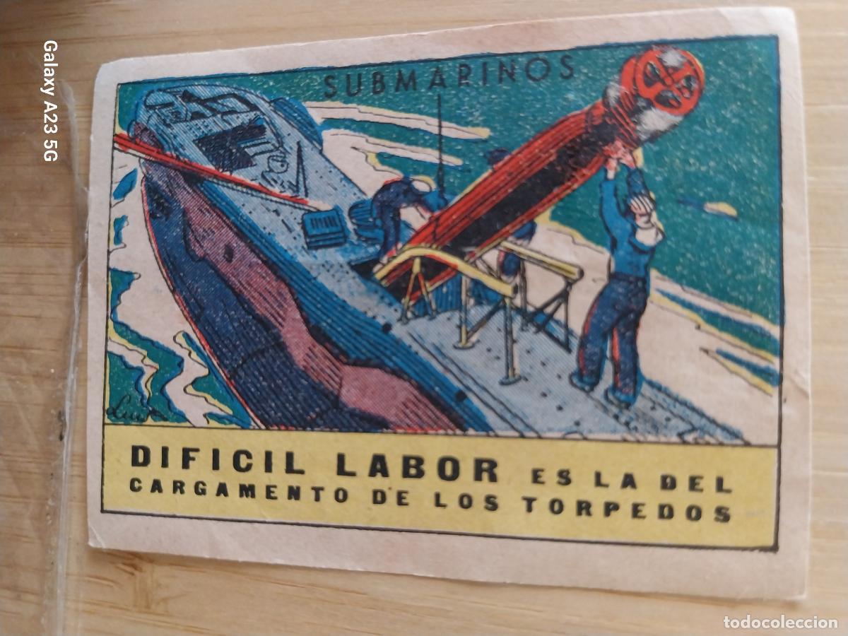 Coleccionismo cromos antiguos: SUBMARINO TORPEDOS CROMO A&Ntilde;OS 40 ILUSTRACION 7X5CMS ORIGINAL