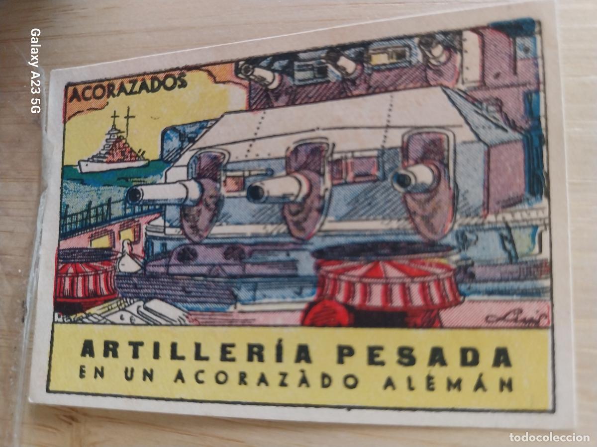 Coleccionismo cromos antiguos: ACORAZADO ARTILLERIA ALEMANA CROMO A&Ntilde;OS 40 ILUSTRACION 7X5CMS ORIGINAL