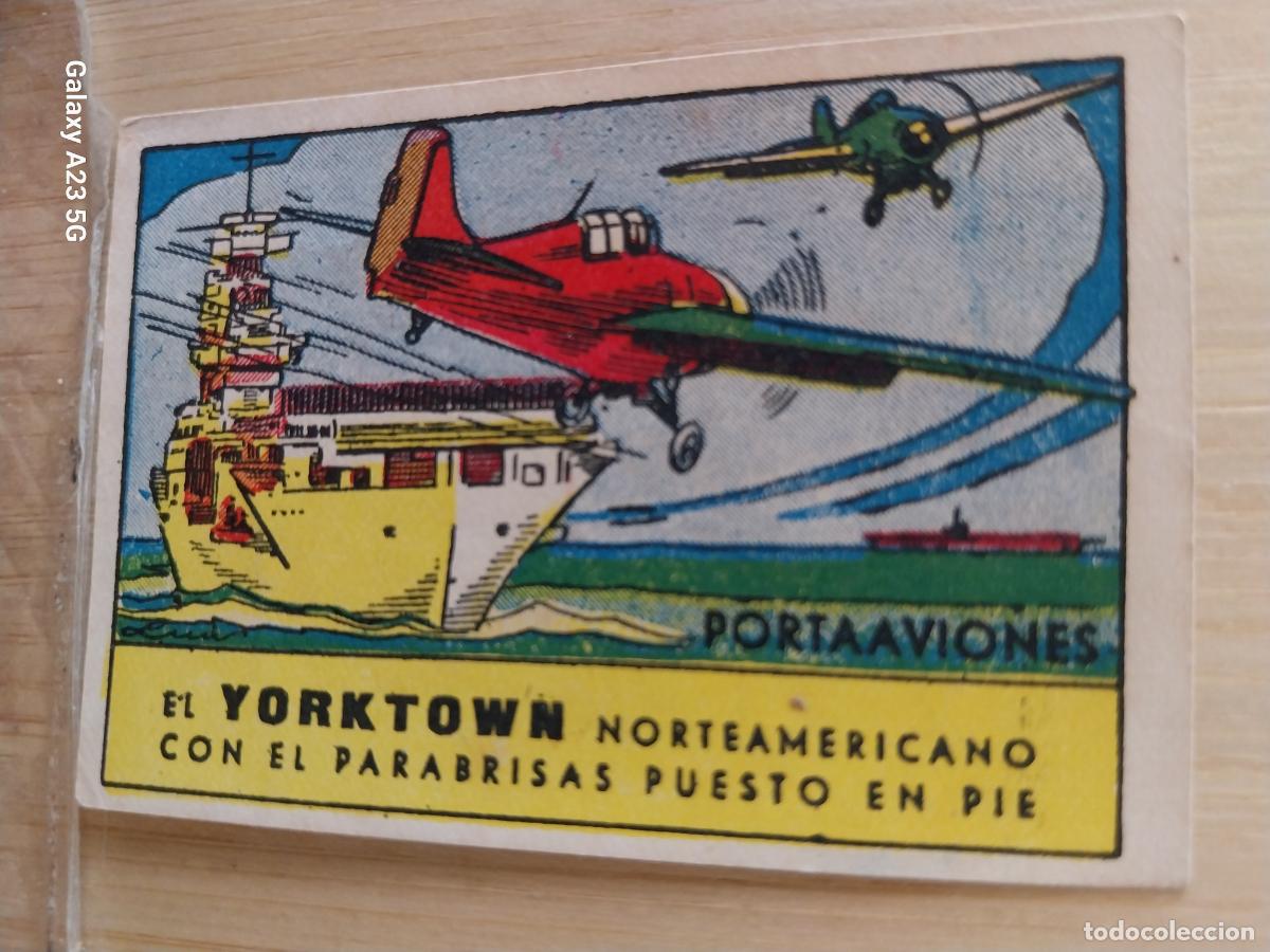Coleccionismo cromos antiguos: PORTAAVIONES YORKTOWN USA CROMO A&Ntilde;OS 40 SIN PEGAR NUNCA ILUSTRACION 7X5CMS ORIGINAL