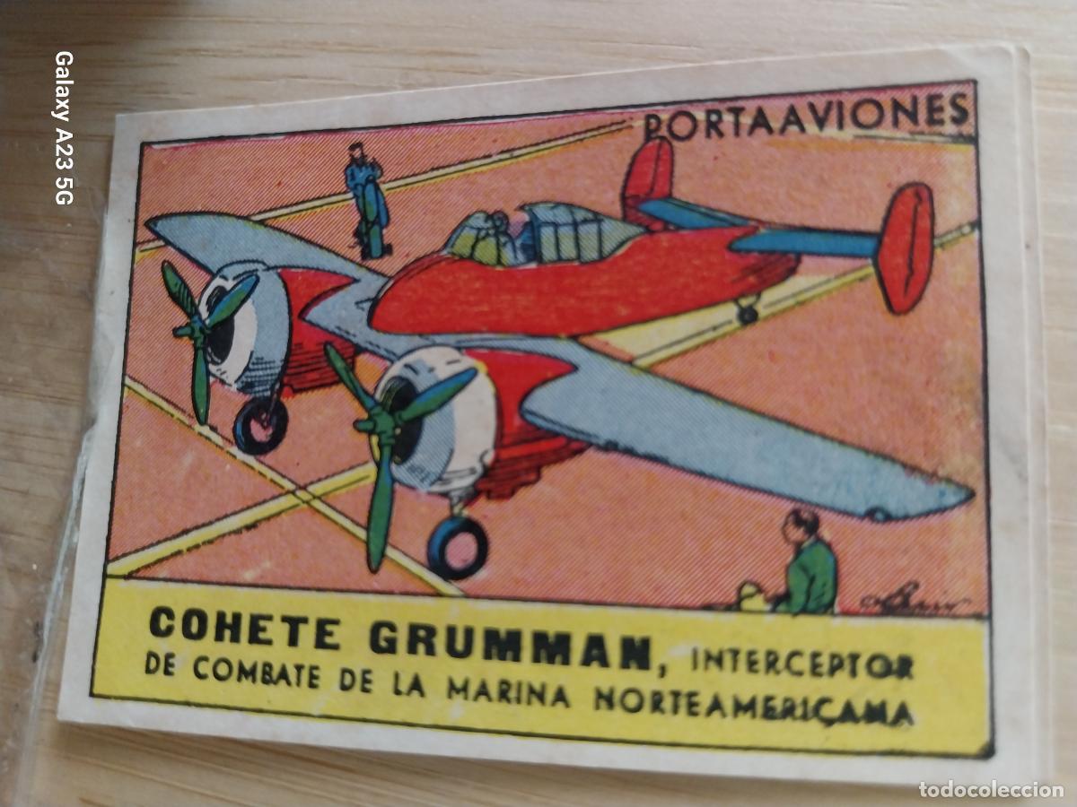 Coleccionismo cromos antiguos: PORTAAVIONES COHETE GRUMMAN USA CROMO A&Ntilde;OS 40 SIN PEGAR NUNCA ILUSTRACION 7X5CMS ORIGINAL