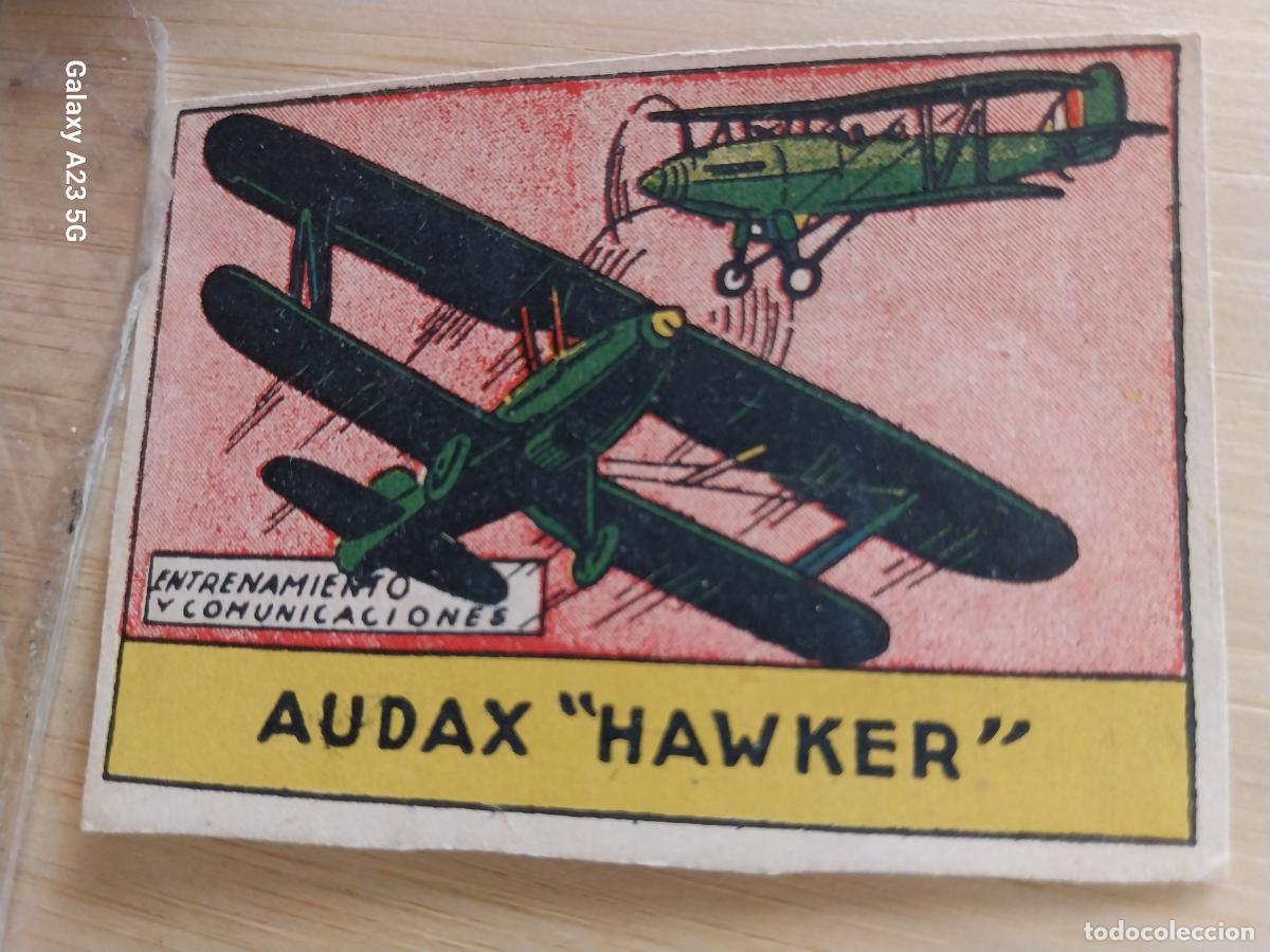 Coleccionismo cromos antiguos: AUDAX HAWKER CROMO A&Ntilde;OS 40 SIN PEGAR NUNCA ILUSTRACION LUIS 7X5CMS ORIGINAL AVIACION
