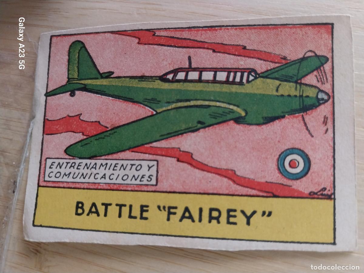 Coleccionismo cromos antiguos: BATTLE FAIREY CROMO A&Ntilde;OS 40 SIN PEGAR NUNCA ILUSTRACION LUIS 7X5CMS ORIGINAL AVIACION