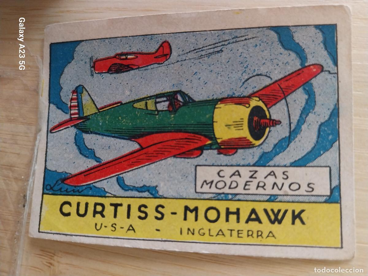 Coleccionismo cromos antiguos: CURTISS MOHAWK USA ENGLAND CROMO A&Ntilde;OS 40 SIN PEGAR NUNCA ILUSTRACION LUIS 7X5CMS ORIGINAL AVIACION