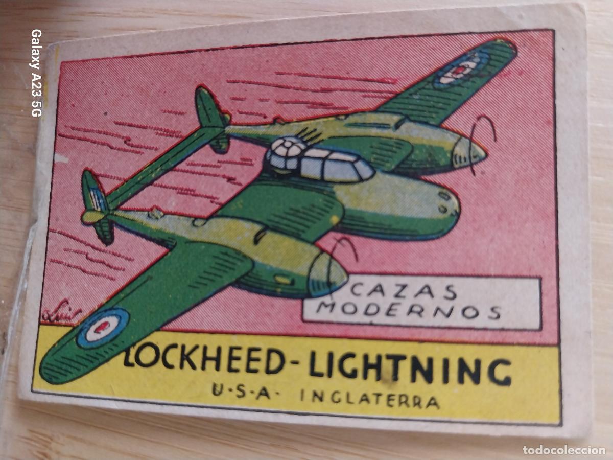 Coleccionismo cromos antiguos: CAZA LOCKHEED LIGHTNING USA ENGLAND CROMO A&Ntilde;OS 40 SIN PEGAR NUNCA ILUSTLUIS 7X5CMS AVIACION