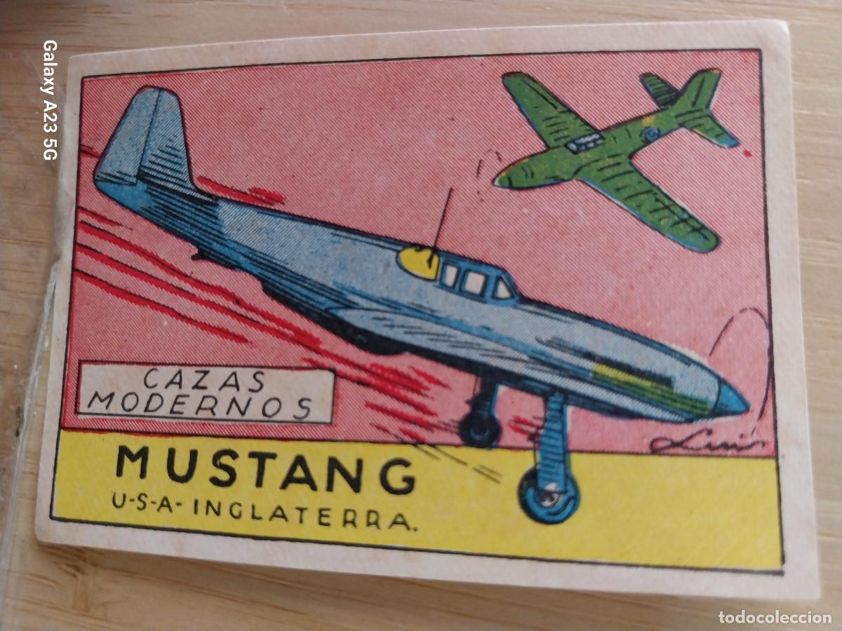 Coleccionismo cromos antiguos: CAZA MUSTANG USA ENGLAND CROMO A&Ntilde;OS 40 SIN PEGAR NUNCA ILUSTLUIS 7X5CMS AVIACION