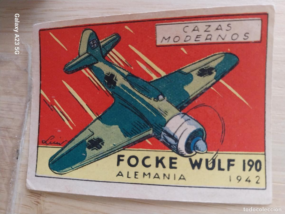 Coleccionismo cromos antiguos: CAZA FOCKE WULF ALEMANIA CROMO A&Ntilde;OS 40 SIN PEGAR NUNCA ILUSTLUIS 7X5CMS AVIACION