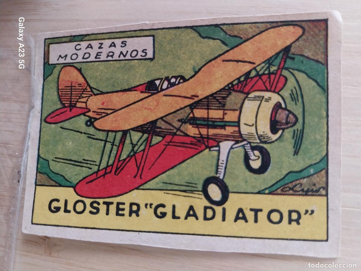 Coleccionismo cromos antiguos: CAZA GLOSTER GLADIATOR CROMO A&Ntilde;OS 40 SIN PEGAR NUNCA ILUST LUIS 7X5CMS AVIACION