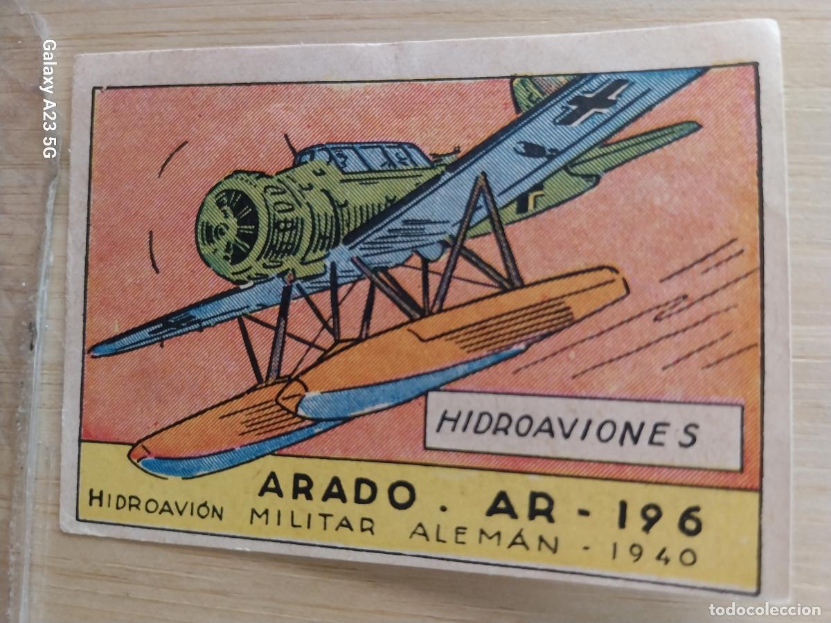 Coleccionismo cromos antiguos: ARADO AR 196 HIDROAVION ALEMAN CROMO A&Ntilde;OS 40 SIN PEGAR NUNCA ILUST LUIS 7X5CMS AVIACION