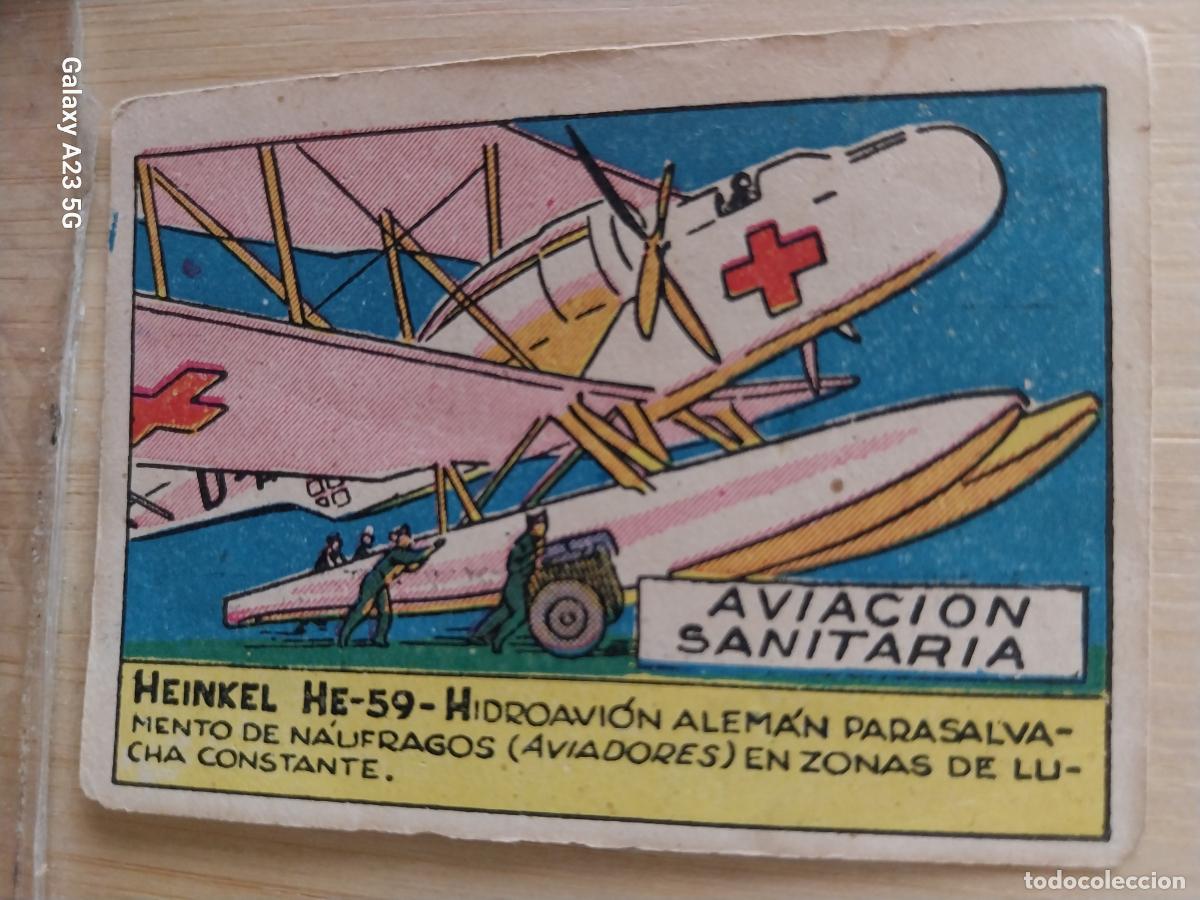 Coleccionismo cromos antiguos: AVIACION SANITARIA HEINKEL HE 59 ALEMANIA CROMO A&Ntilde;OS 40 SIN PEGAR NUNCA ILUST LUIS 7X5CMS