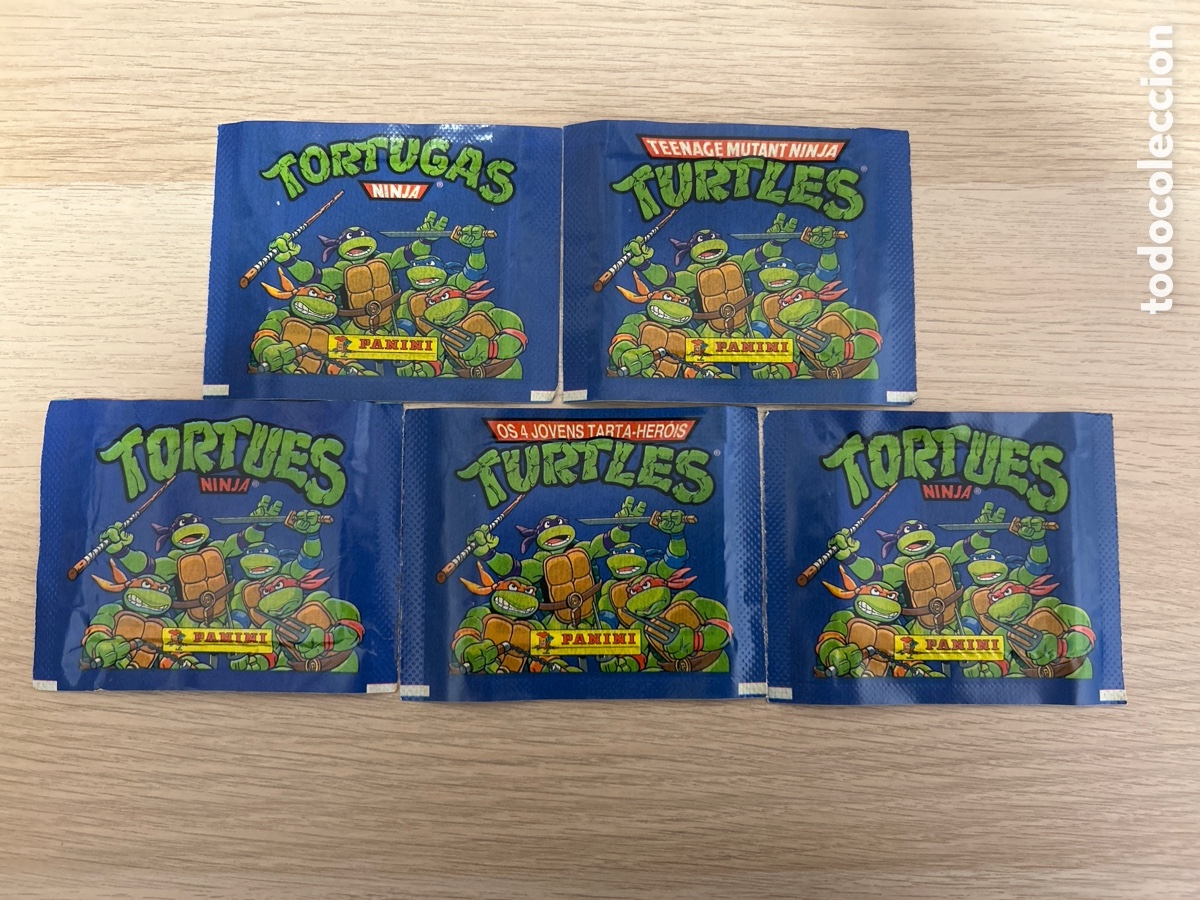 Coleccionismo cromos antiguos: Lote 5 sobres de cromos sin abrir Tortugas Ninja Panini