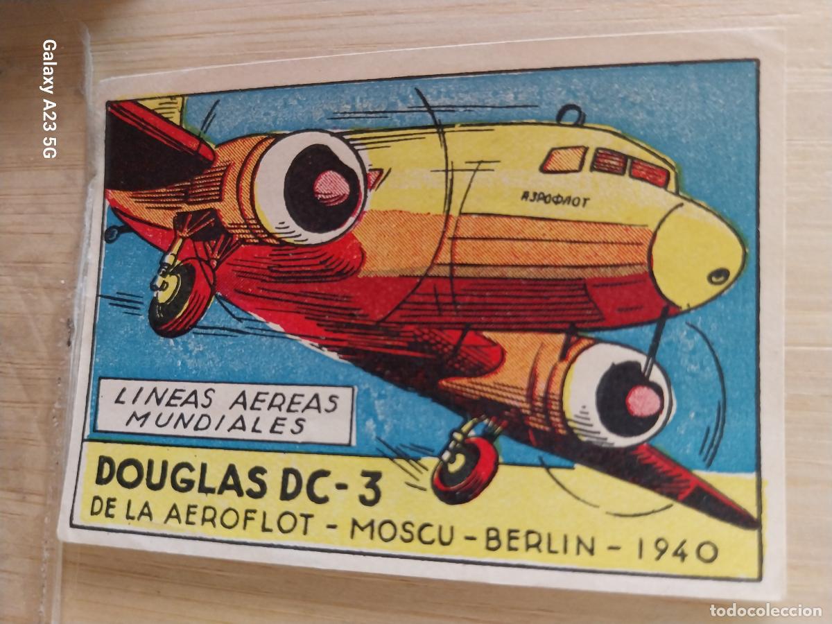 Sammeln alte Sammelbilder: AVION LINEAS AEREAS DOUGLAS DC 3 CROMO A&Ntilde;OS 40 SIN PEGAR NUNCA ILUST LUIS 7X5CMS