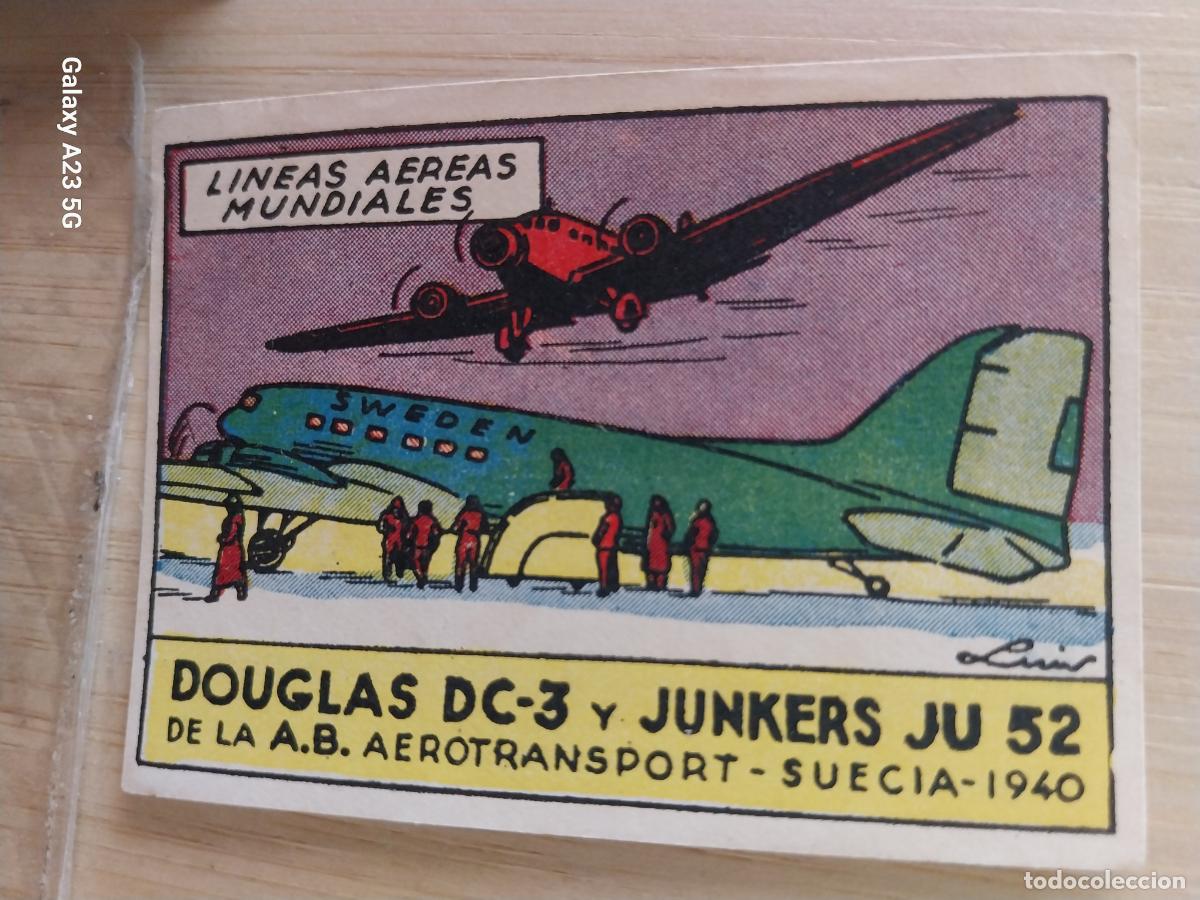 Coleccionismo cromos antiguos: AVION DOUGLAS DC 3 JUNKERS JU 52 SUECIA A&Ntilde;OS 40 SIN PEGAR NUNCA ILUST LUIS 7X5CMS