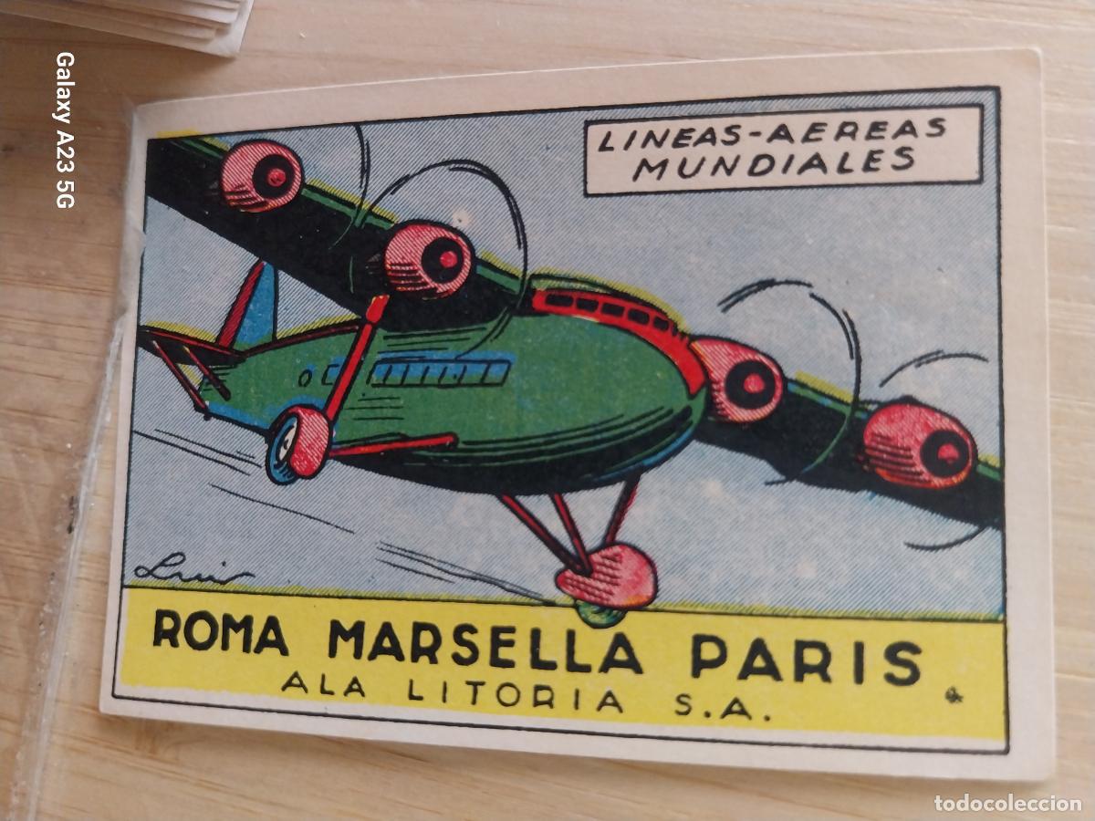 Coleccionismo cromos antiguos: AVION ALA LITORAL ROMA MARSELLA A&Ntilde;OS 40 SIN PEGAR NUNCA ILUST LUIS 7X5CMS