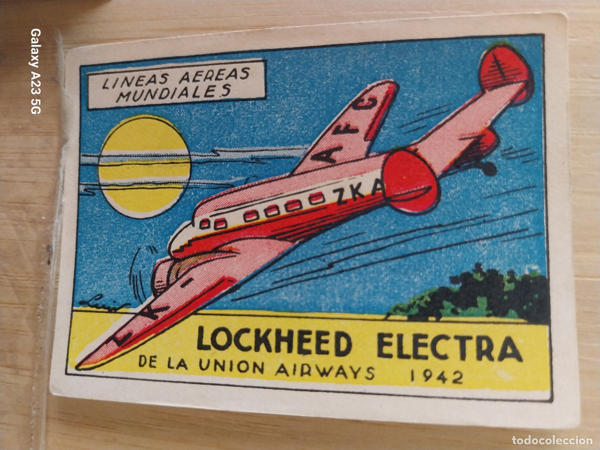 Coleccionismo cromos antiguos: LINEAS AEREAS LOCKHEED ELECTRA UNION AIRWAYS A&Ntilde;OS 40 SIN PEGAR NUNCA ILUST LUIS 7X5CMS