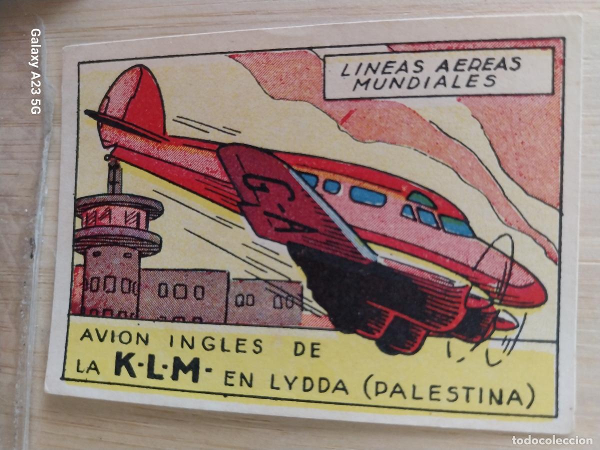 Coleccionismo cromos antiguos: LINEAS AEREAS KLM LYDDA PALESTINA AVION INGLES A&Ntilde;OS 40 SIN PEGAR NUNCA ILUST LUIS 7X5CMS