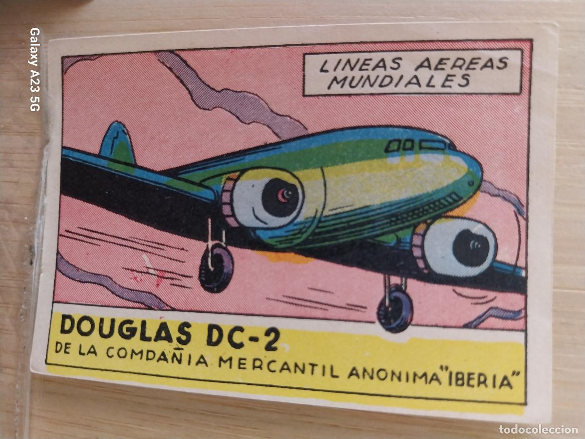 Coleccionismo cromos antiguos: LINEAS AEREAS AEROLINEA IBERIA DOUGLAS DC 2 A&Ntilde;OS 40 SIN PEGAR NUNCA ILUST LUIS 7X5CMS