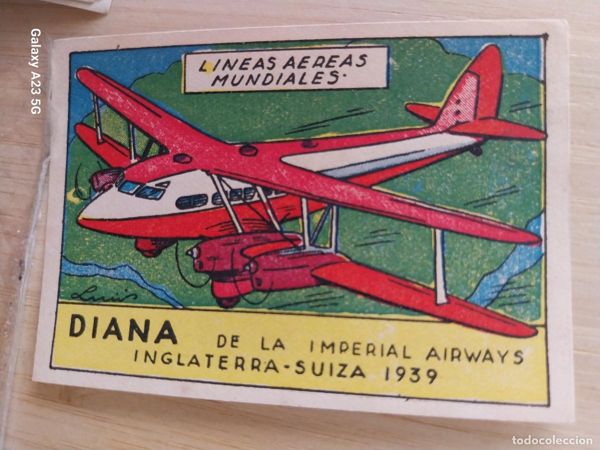 Coleccionismo cromos antiguos: LINEAS AEREAS AEROLINEAS DIANA SUIZA INGLATERRA A&Ntilde;OS 40 SIN PEGAR NUNCA ILUST LUIS 7X5CMS