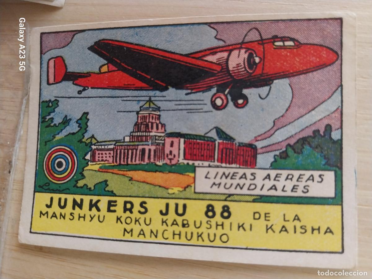 Coleccionismo cromos antiguos: LINEAS AEREAS AEROLINEAS JUNKERS JU 88 MANCHUKUO A&Ntilde;OS 40 SIN PEGAR NUNCA ILUST LUIS 7X5CMS